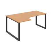 Pracovný stôl UNI O, ergo, pravý, 180x75,5x120 cm, buk/čierna
