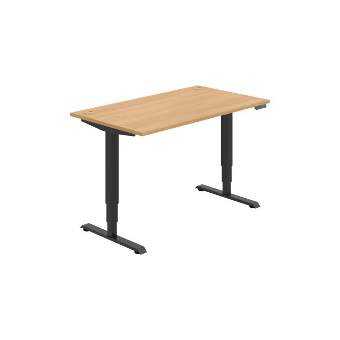 Pracovný stôl RUN, PO, 3S, 140x64,5-130,5x80 cm, dub/čierna