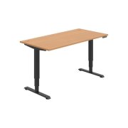 Pracovný stôl RUN, PO, 3S, 160x64,5-130,5x80 cm, buk/čierna