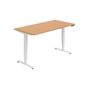 Pracovný stôl RUN, PO, 3S, 160x64,5-130,5x80 cm, buk/biela