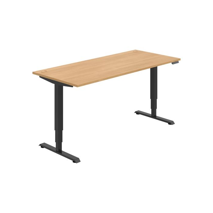 Pracovný stôl RUN, PO, 3S, 180x64,5-130,5x80 cm, dub/čierna