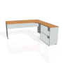 Pracovný stôl Gate, ergo, ľavý, 180x75,5x200 cm, jelša/sivá