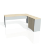 Pracovný stôl Gate, ergo, ľavý, 180x75,5x200 cm, agát/sivá