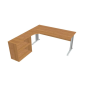 Pracovný stôl Cross, ergo, pravý, 180x75,5x200 cm, jelša/kov