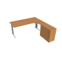 Pracovný stôl Flex, ergo, ľavý, 180x75,5x200,0 (80x40) cm, jelša/kov