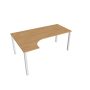 Pracovný stôl Uni, ergo, pravý, 180x75,5x120 cm, dub/biela