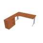 Pracovný stôl Flex, ergo, pravý, 180x75,5x200,0 (40x80) cm, čerešňa/kov