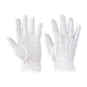 Rukavice bavlnené s PVC terčíkmi BUSTARD, biele, veľ. 6/XS