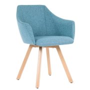 Čalúnené kreslo Wind Wood, drevené nohy, látka VIS021 modrá