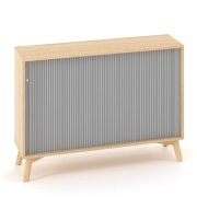 Policová skriňa ALFA ROOT s del.priečkou, žalúziové dvere RAL9010, 1 polica, 120x45x88,7cm, dub