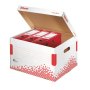 Archívna škatuľa Esselte Speedbox so sklápacím vekom biela/červená