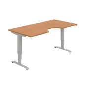 Pracovný stôl Motion Ergo, ZO, 3S, 180x61-128x90 cm, jelša/sivá