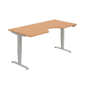Pracovný stôl Motion Ergo, PO, 3S, 180x61-128x90 cm, buk/sivá