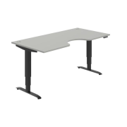 Pracovný stôl Motion Ergo, PO, 3S, 180x61-128x90 cm, sivá/čierna
