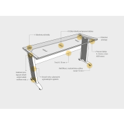 Pracovný stôl Cross, ergo, pravý, 180x75,5x200 cm, biela/kov