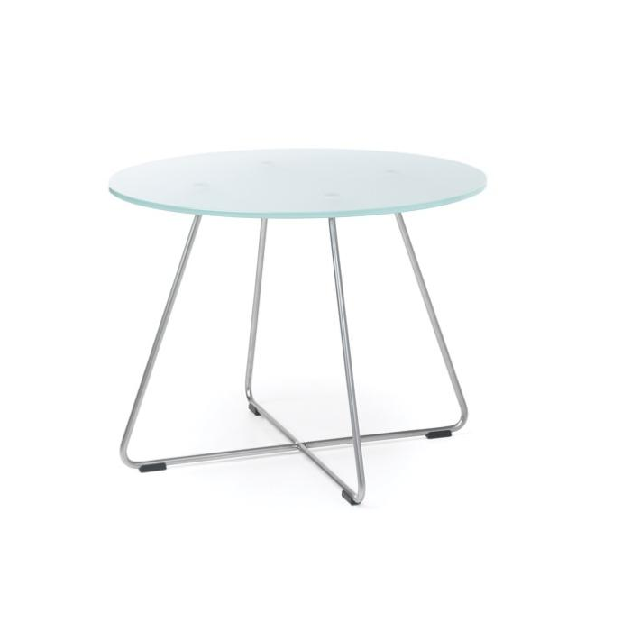 Konferenčný stolík SV 40, p. 60 cm, v. 45 cm, tvrdené mliečne sklo, kovová podnož chróm