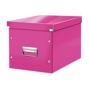 Štvorcová krabica Click & Store A4 metalická ružová